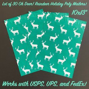 30 10x13" Oh Deer! Reindeer Holiday Poly Mailers!